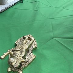 Silver-Tone Metal Medieval Knight on Shield Decorative Wall Plaque