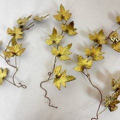 Set of 3 Vintage MCM Brass Metal Leaves Wall Accent Decorations