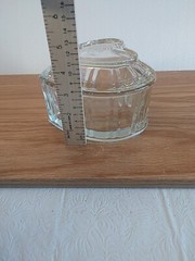 Lead Crystal Deep Lidded Heart Shaped Dish, Candy/Trinkets Heavy 6″ X 5″