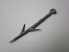 rare and perfect ancient Roman massive bronze double fishing hook. I – III AD.