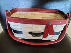 Longaberger Santa Snow Baby Medium Key Basket set w/handle MINT FREE SHIPPING!