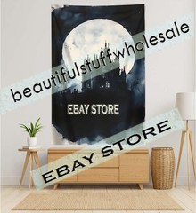 Dark Fantasy Skyline Tapestry moon castle night gothic 39X59 in