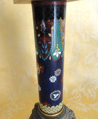 Pair of Antique Japanese Cloisonne Columns W/ Gilt Bases & Onyx Top Meiji c.1900