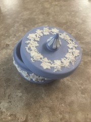 Wedgwood Blue Jasperware Vintage 1956 Covered Round. Dish England