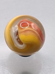 .76″ Akro Corkscrew Popeye Red, Yellow, White, Clear Shooter Marble- #CE138