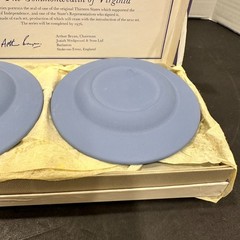 Wedgwood Blue Jasper Compotiers VA & Jefferson State Seal Series No. 1