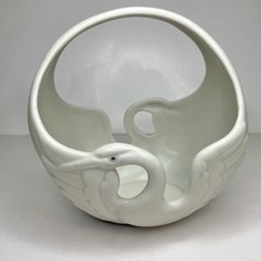 Vintage Fitz and Floyd Swan porcelain Basket 1980s
