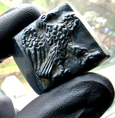 300 BC Authentic Ancient Roman hololith Ring Engraved Gemstone Depict Eagle