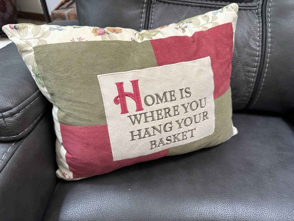 Longaberger Rectangle Pillow “Home Is Where You Hang Your Basket” 15.5″x10″
