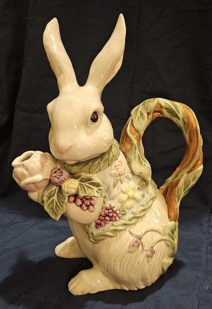 Fitz & Floyd Fauna and Flora 2003 Teapot Rabbit Tea Bunny Spring RARE