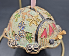 Cloisenne Enemaled Lady Bug Ornament Cooper,Gold,Enamel,Silver