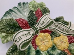 Vtg Fitz and Floyd Classic Herb Garden Thyme Oregano Parsley Canapé Plate 11”