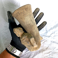 300 BC Ancient Roman Clay Terracotta Drinking Rhyton Very Rare Pottery Artifact