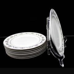 Vintage Pier 1 Salad Dessert Plates Set White Gold Scroll Red Ornaments Design