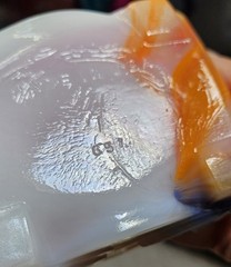 Vintage Akro Agate White Orange Blue Swirly Dish Made in USA 🇺🇸