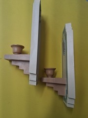 Vintage Burwood Southwest Decor Home Interiors Aztec Wall Sconces Candle Holders