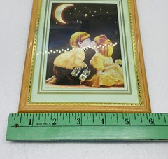 Vintage 1990s Boy Kissing Girl Under Moon & Stars Iridescent Shiny Wall Art B2