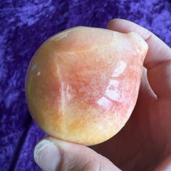 Alabaster 3″ Stone Fruit Peach Apricot Vintage Exposed Pit Seed Wood Stem