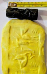 Rare Ancient Near Eastern Stone Intaglio Cylinder Seal, Wolf And Human