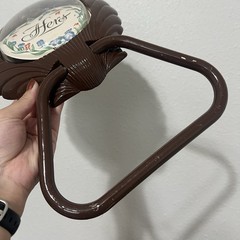 Vintage Burwood Brown Plastic Shell His and Hers Towel Holders Made in USA
