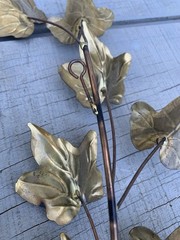 Vintage MCM Brass & Copper Tone Ivy Leaf Wall Art Set of 5 Metal Botanical Decor