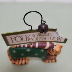 Williraye Folk Collection Orange Tabby Cat Christmas Sweater & Hat Ornament