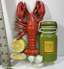 Vintage 1975 Homco Wall Hanging Plaques Lobster Vegetables Farmhouse Cottagecore