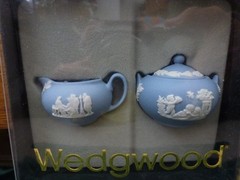 Wedgewood Miniature Blue Jasperware Tea Set 6 Pieces Plus Two Lids With Boxes