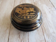24K Gold Porcelain Trinket Box Greece Vintage #8
