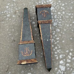 Vintage Neoclassical Green & Brass Obelisks Art Decor