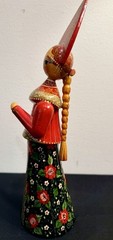 Russian Wooden Doll Traditional Folk Art Costume Hand Painted Artist Signed 12”