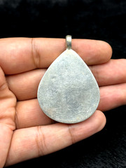 Vintage Wonderful Afghani Silver Plated Pendant With Black Agate Stone
