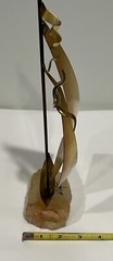 Handcrafted John DeMott Brass Sailboat Seagull Onyx Base Nautical Sculpture 12”