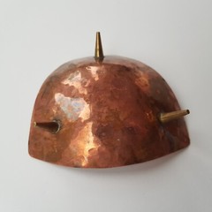 Copper art trinket coin dish tripod legs MCM retro modernist triangular vintage