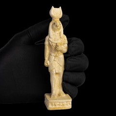 Rare Ancient Egyptian God Khnum Statue – Vintage Desert Stone Figurine BC