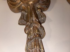 Pair Of Wood Wall Shelf Sconces Gilt Painted Draped Tassel Neoclassical