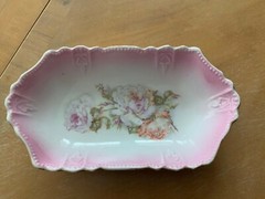 Unbranded Vintage Pink Floral Ceramic Trinket Dish 7″ x 4″ x 1.5″