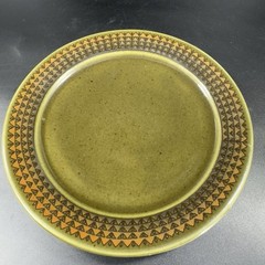 Vintage Porsgrund Dish Plate Set 2 Dishes Plates Made In Norway Green Ceramic