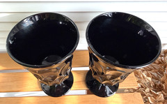 Vintage NORITAKE “Perspective” Ebony Jet Black Goblet Glasses Barware Set of 2