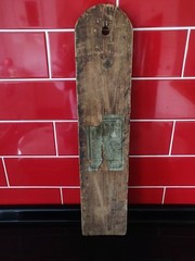 Antique late 19th century Oakleys Wellington knife polish board oak and leather