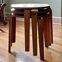 Modernist Aalto Alvar Style 3 Stacking Bent Leg Tables Vintage Formica Tops