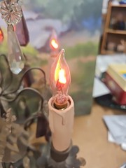 #5283 A Rare Pair Of Brass and Crystal￼ Candelabra Lamp 1800’S “WORKING”