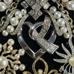 Framed Rhinestone & Faux Pearl Angel Jewelry Collage Wall Decor Art