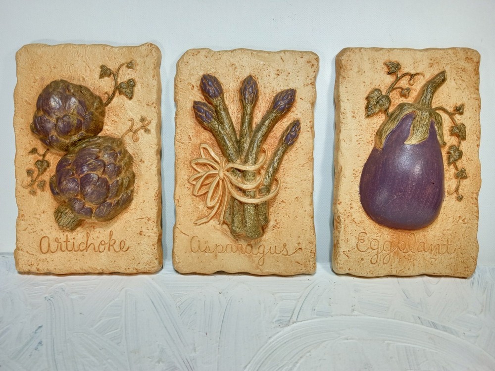 Vintage Homco Kitchen Wall Decor Set Of 3 Rustic Boho Cottagecore Plaque Gia Art