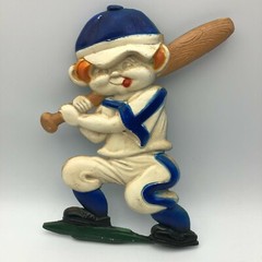 Boy Baseball Players Wall Art Hangers Plaques Vintage Set Of 2 Sexton Cast Metal