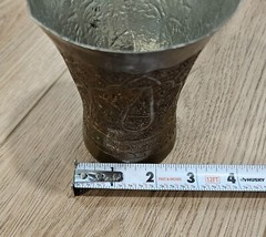 Vintage Antique Brass Handcrafted Etched Cup – Unknown Origin, Possibly Indian