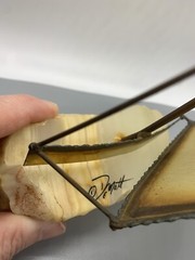 Vintage DeMott Signed Brass Sailboat Rock Quartz Base Nautical Boat Sculpture