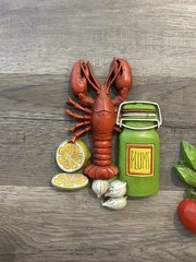 Vtg 1970s Homco Kitchen Wall Plaques Set of 3 Lobster Fruit Basket Vegetables