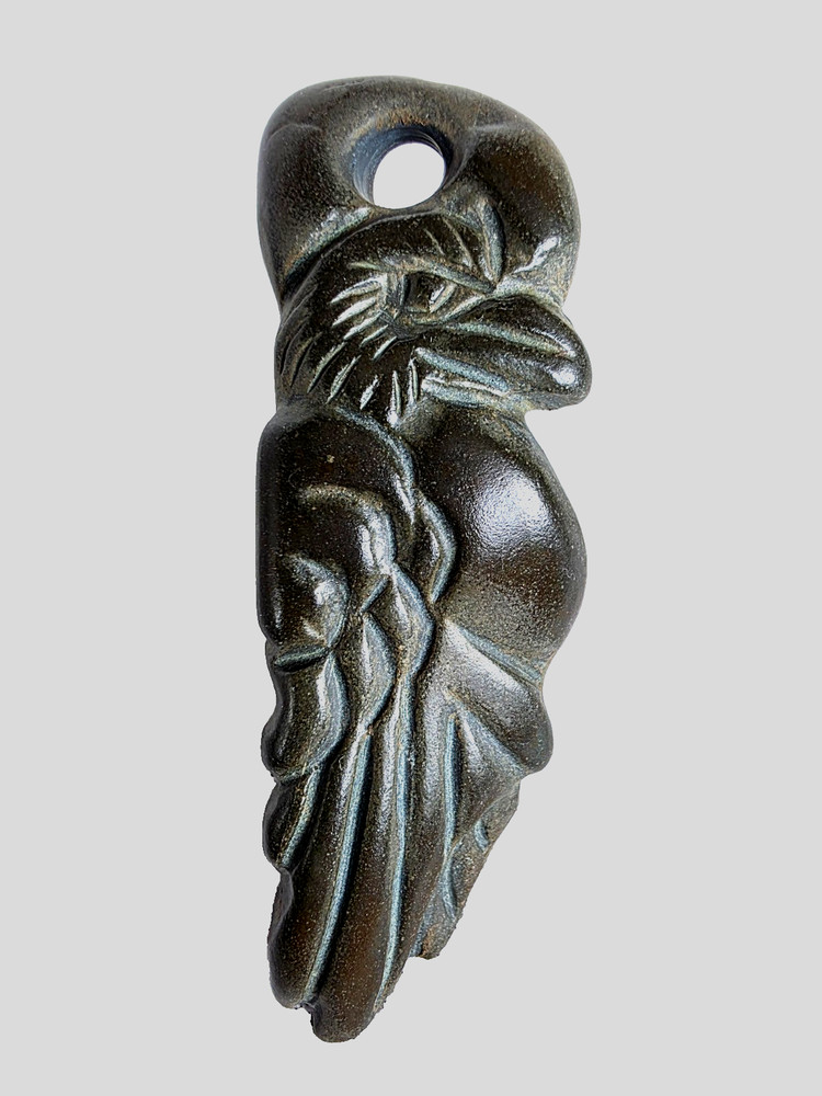 300 BC Ancient Greek Carved Engraved Gemstone Pendant Medallion Amulet Crow