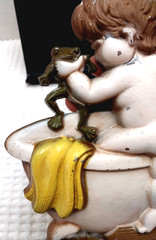 Vintage 1970 Boy with Frog Bathtub Bath Time Sexton Cast Metal Wall Decor USA